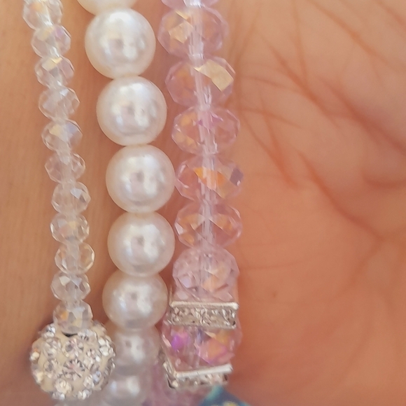Set Of 3 Bracelts , Pearl, Crystal, - Picture 9 of 11